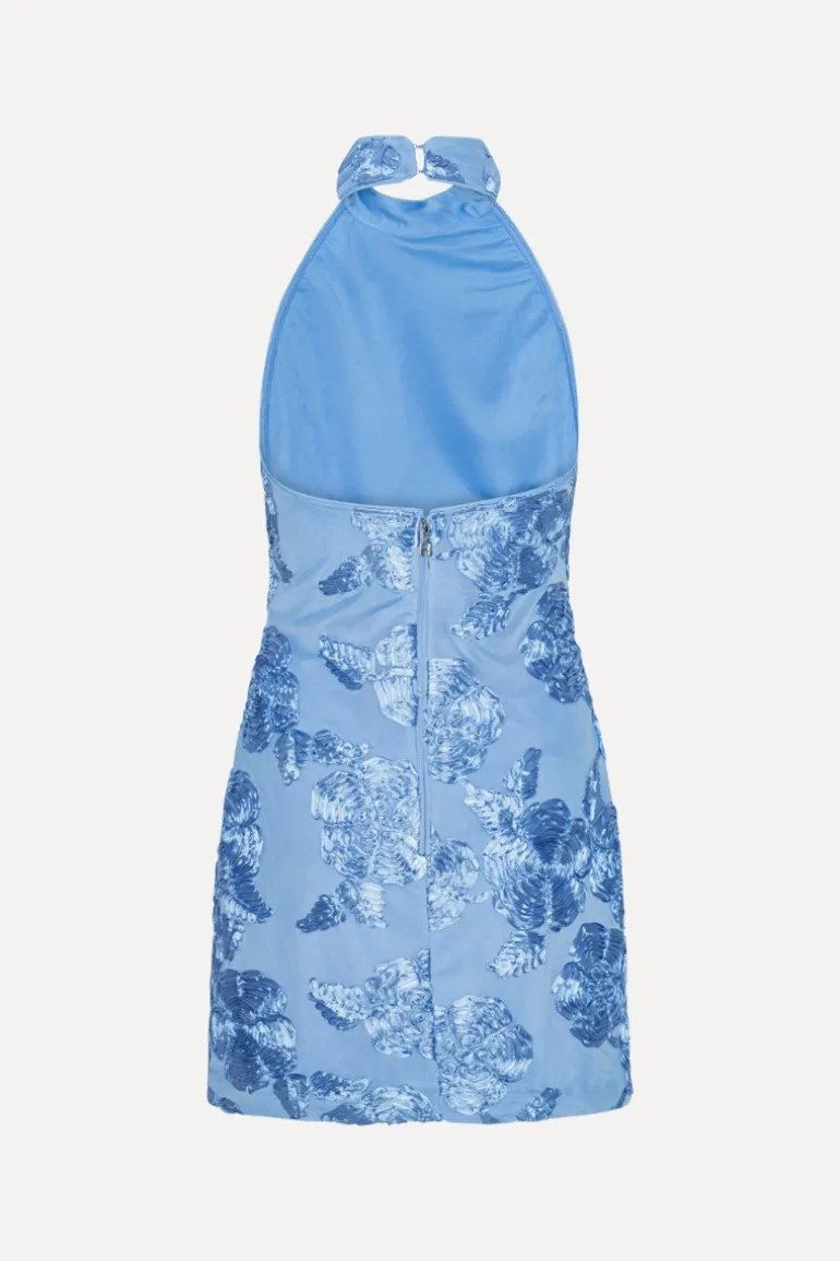 Beaded Halterneck Dress Blue