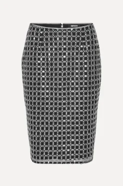 Beaded Long Mini Skirt Black