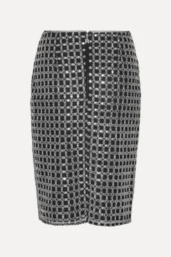 Beaded Long Mini Skirt Black