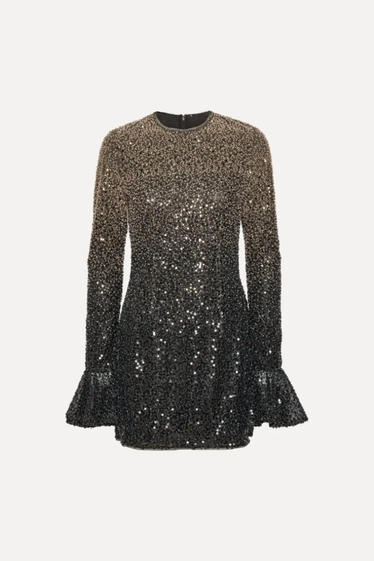 Beaded Ls Mini Dress Brown