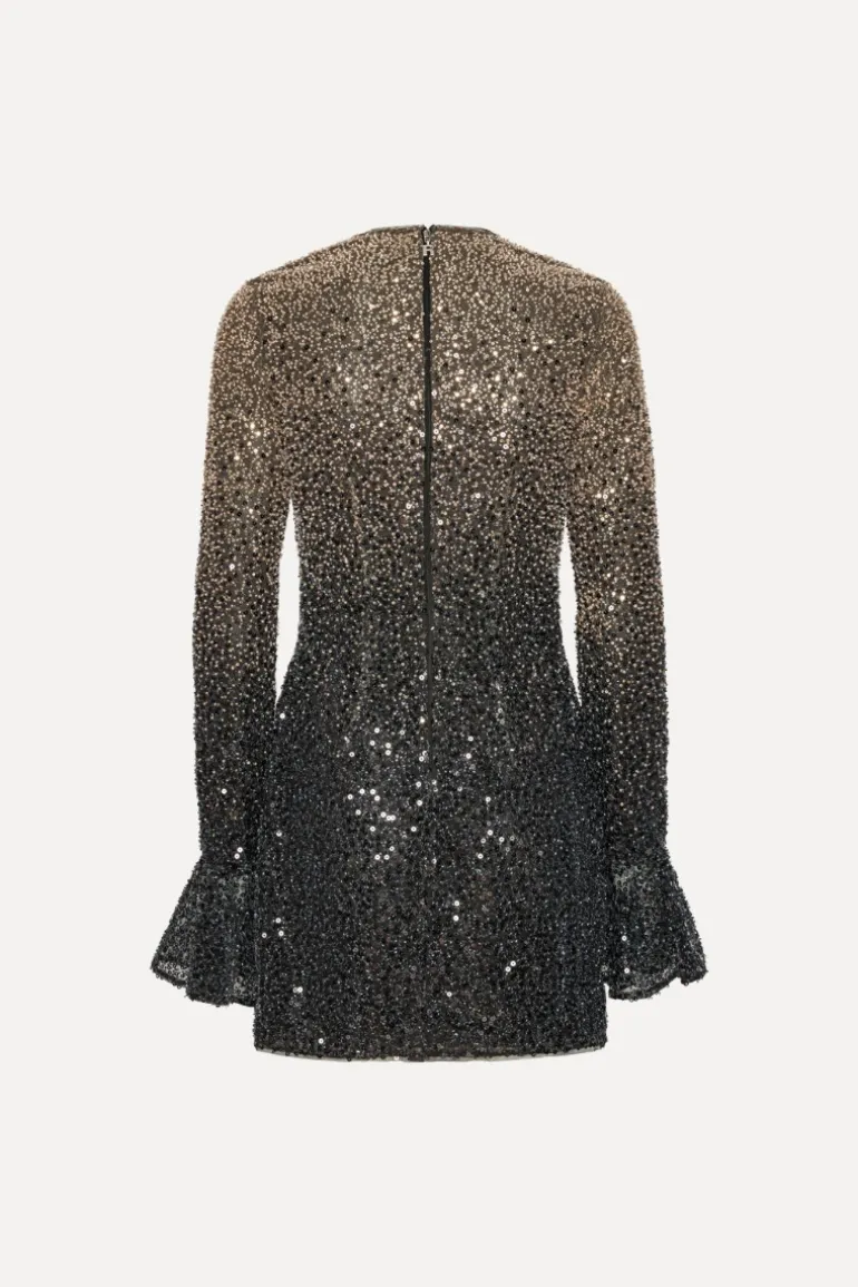 Beaded Ls Mini Dress Brown