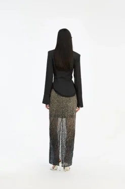 Beaded Maxi Skirt Brown
