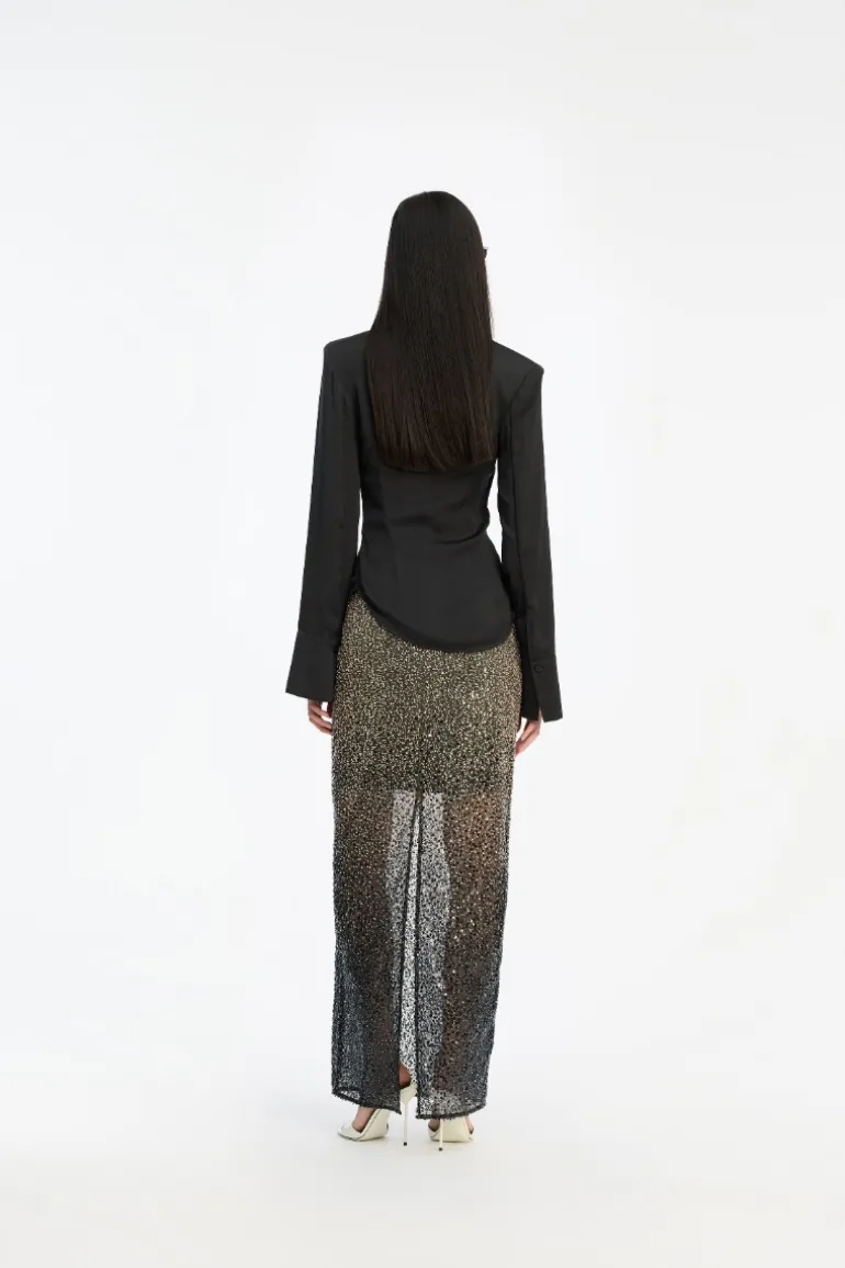 Beaded Maxi Skirt Brown