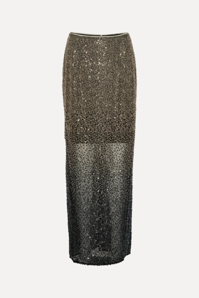 Beaded Maxi Skirt Brown