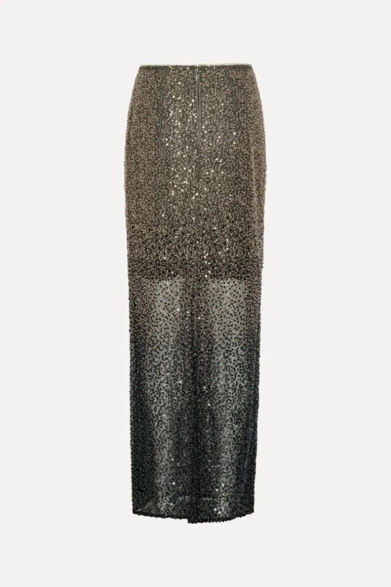 Beaded Maxi Skirt Brown