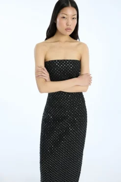 Beaded Maxi Tube Dress Black