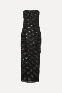 Beaded Maxi Tube Dress Black