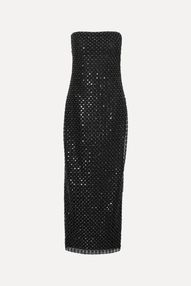 Beaded Maxi Tube Dress Black