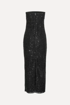 Beaded Maxi Tube Dress Black