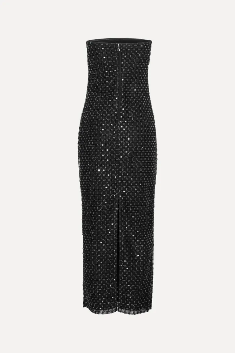 Beaded Maxi Tube Dress Black