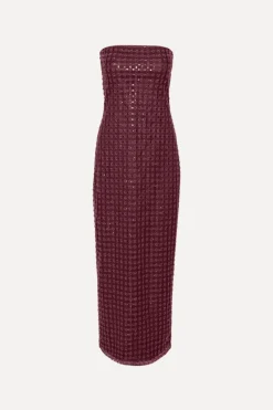 Beaded Maxi Tube Dress Bordeaux