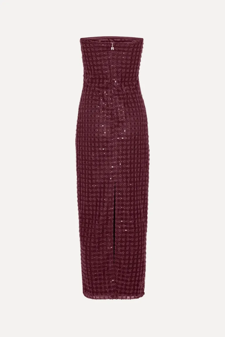 Beaded Maxi Tube Dress Bordeaux