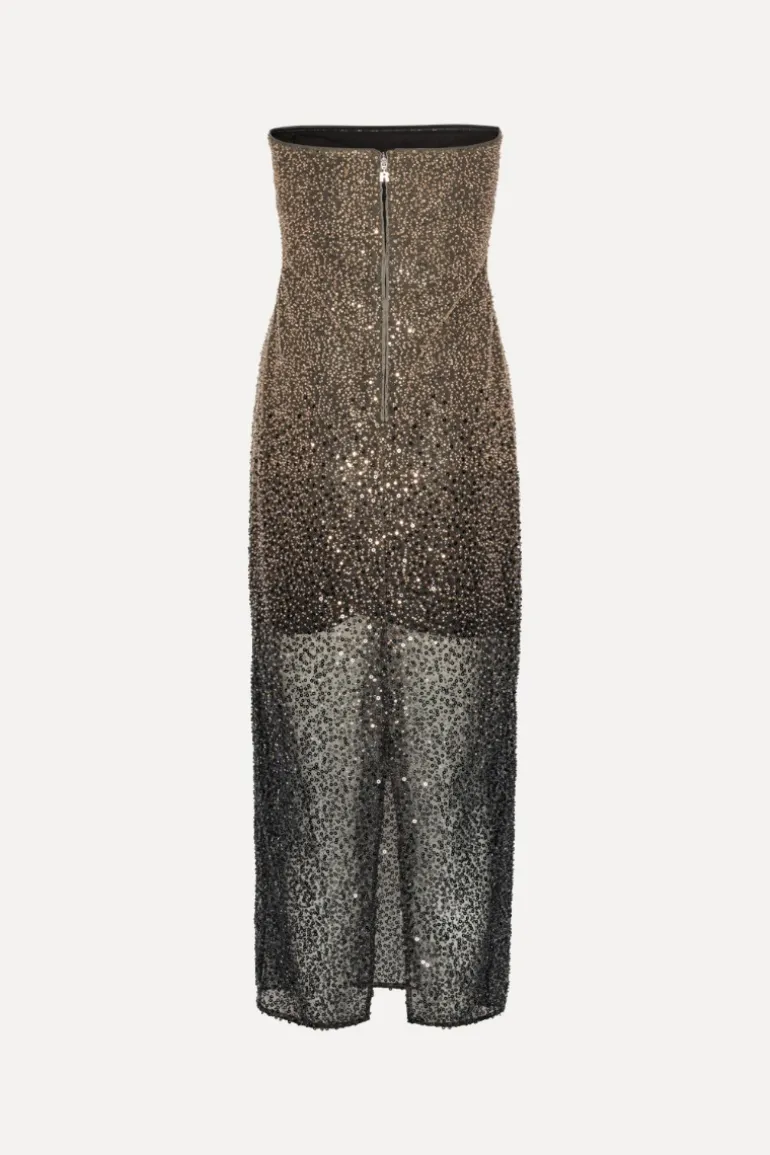 Beaded Midi Tube Dress Brown