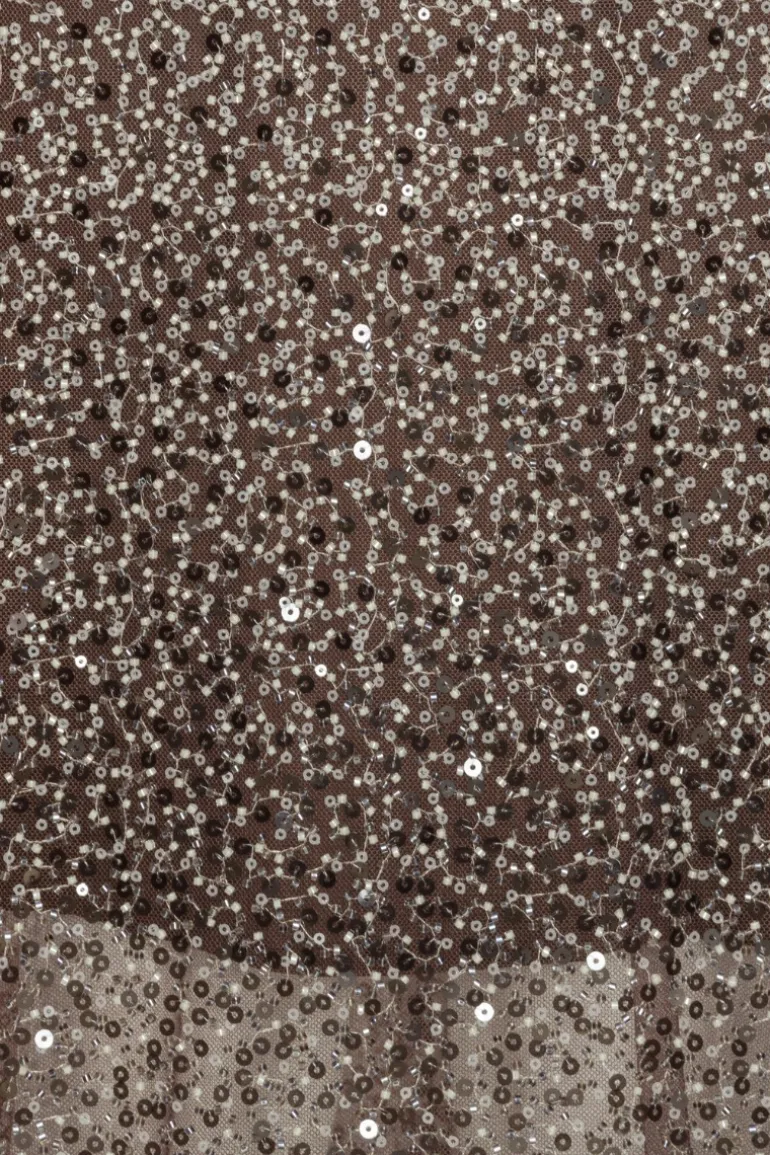 Beaded Midi Tube Dress Brown