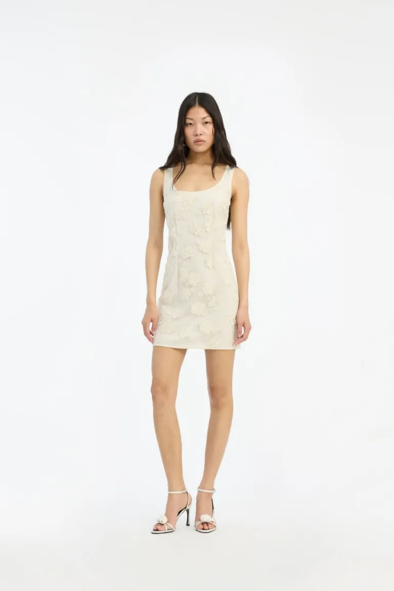 Beaded Mini Dress Egret White