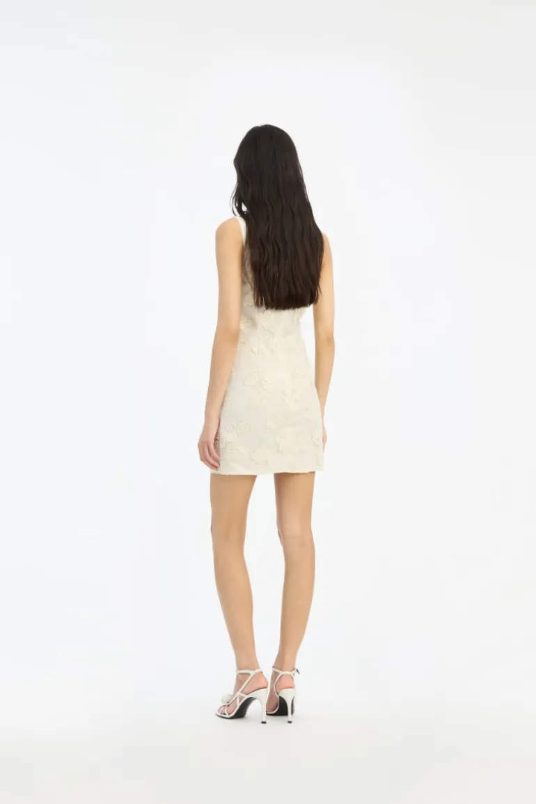 Beaded Mini Dress Egret White