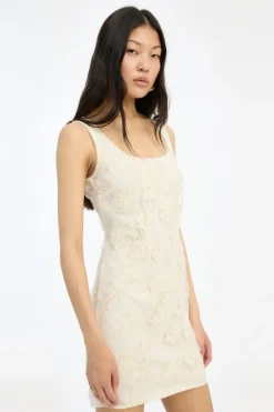 Beaded Mini Dress Egret White
