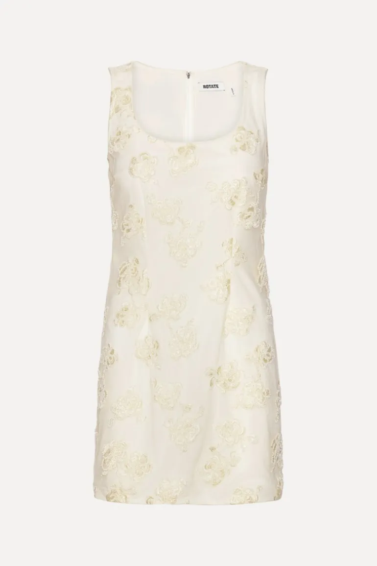 Beaded Mini Dress Egret White