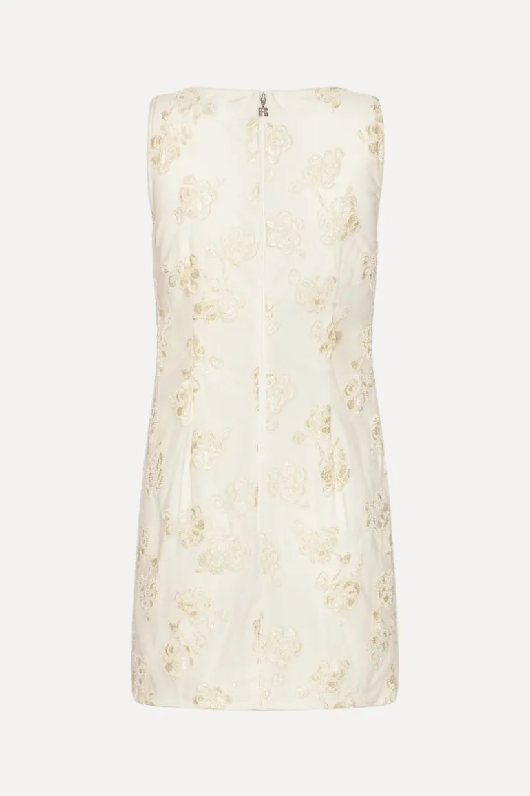 Beaded Mini Dress Egret White
