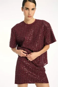 Beaded Mini Skirt Bordeaux