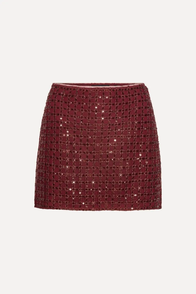 Beaded Mini Skirt Bordeaux