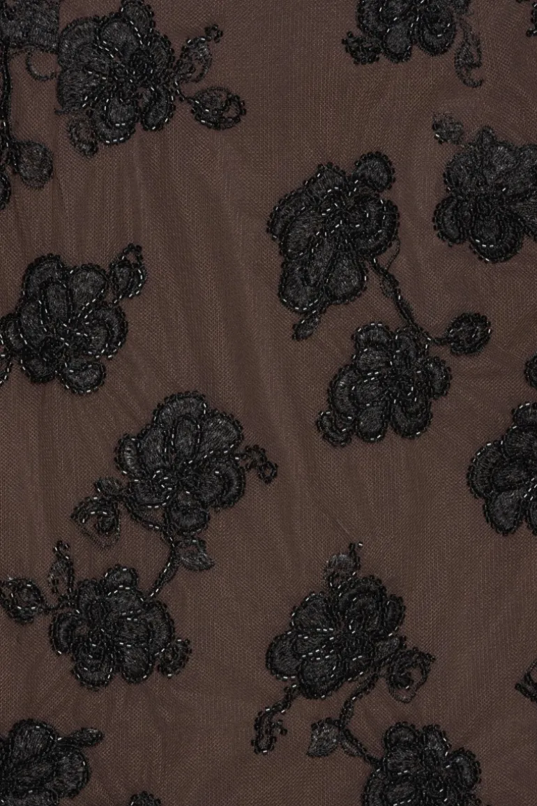 Beaded Mini Skirt Dark Brown
