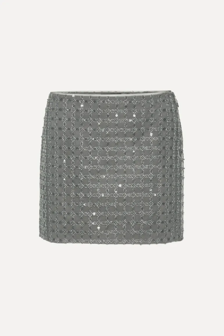 Beaded Mini Skirt Grey