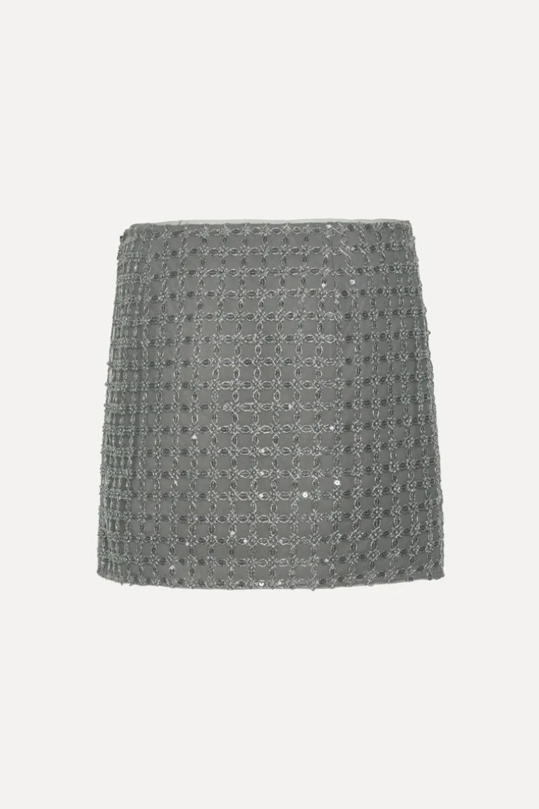 Beaded Mini Skirt Grey