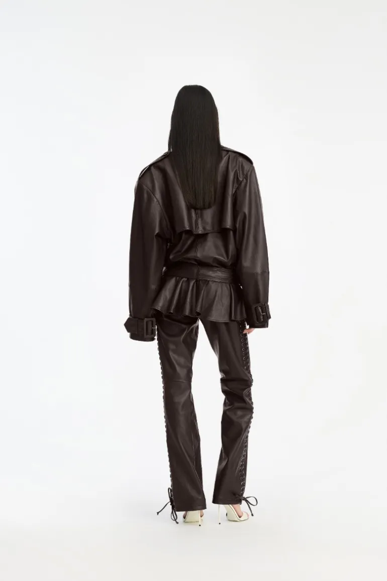 Biker Leather Jacket Dark Brown