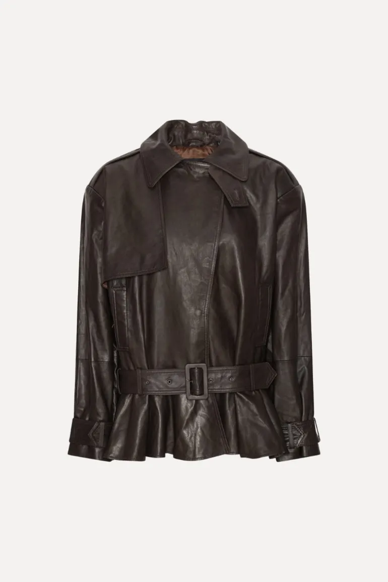 Biker Leather Jacket Dark Brown