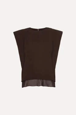 Boxy Top With Insert Dark Brown