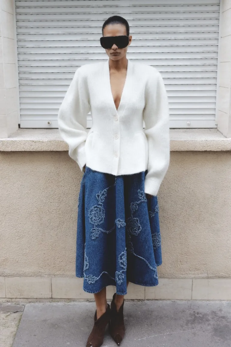 Cardigan W/ Peplum Creme