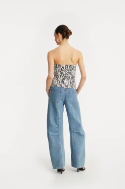 Cargo Denim Pants Vintage Blue
