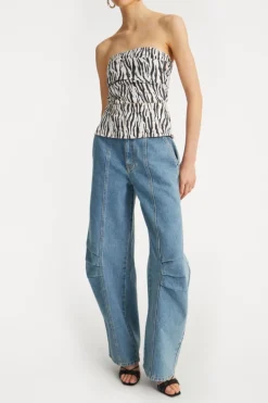 Cargo Denim Pants Vintage Blue