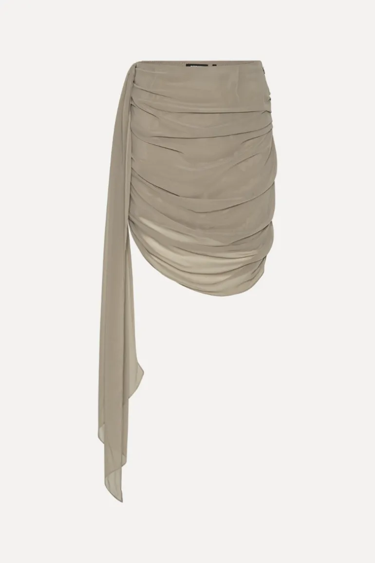 Chiffon Draped Skirt Taupe