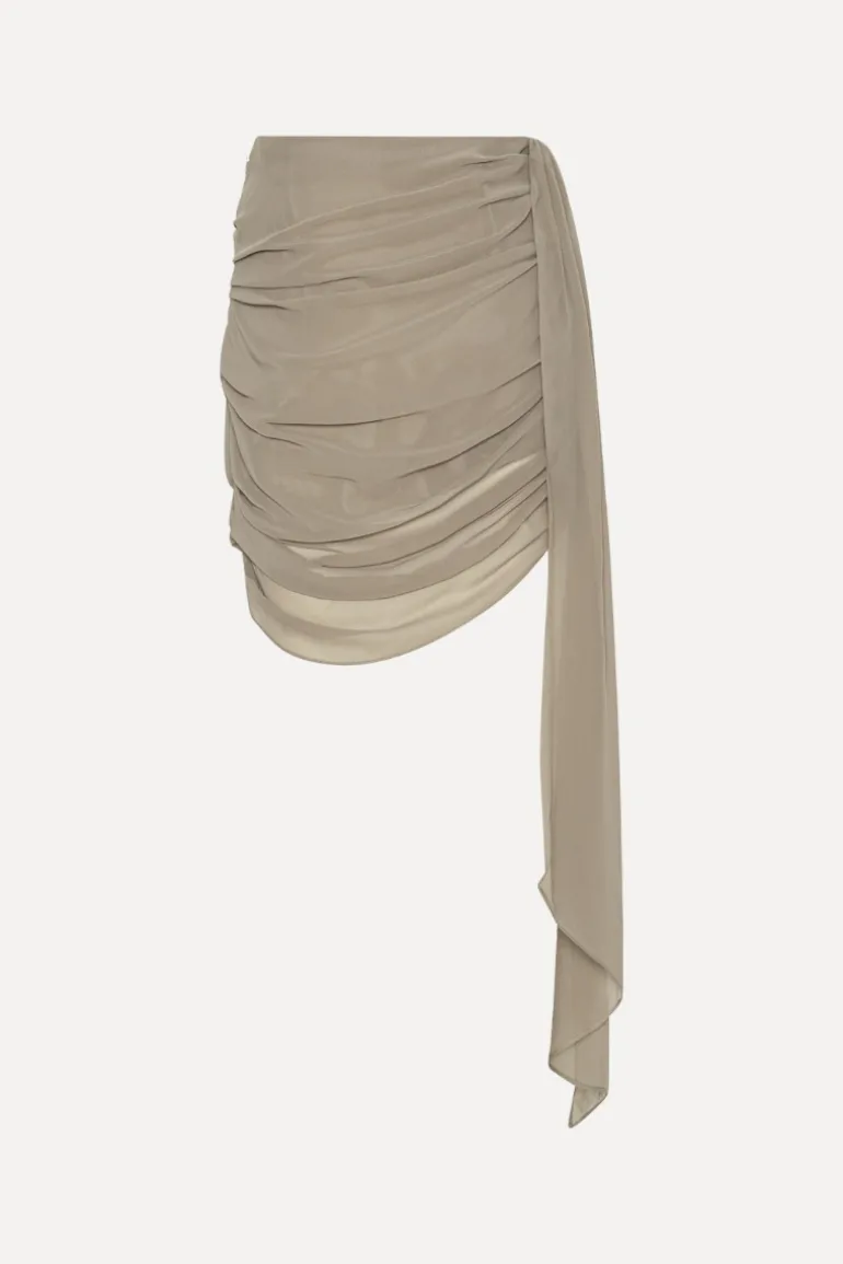 Chiffon Draped Skirt Taupe