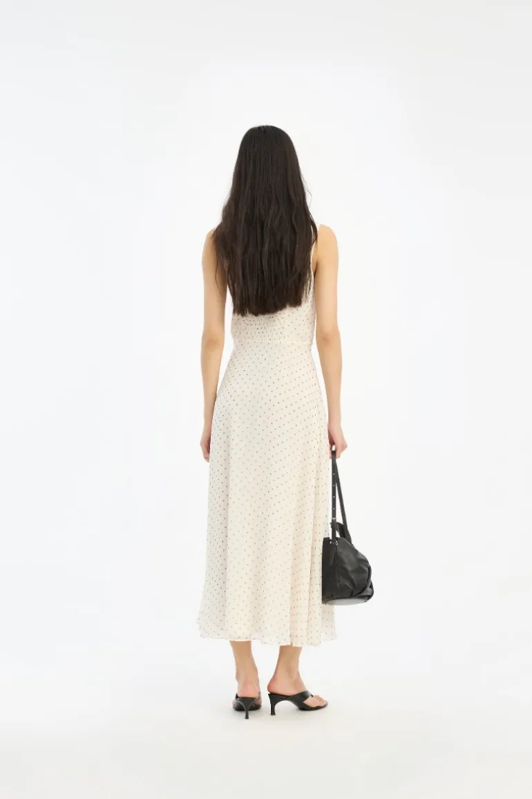 Chiffon Flared Midi Dress Cream