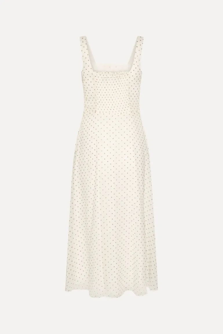 Chiffon Flared Midi Dress Cream