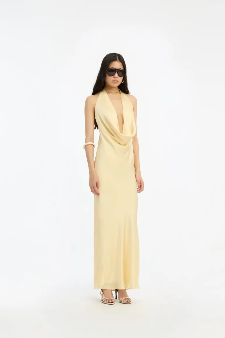 Chiffon Halter Dress Yellow