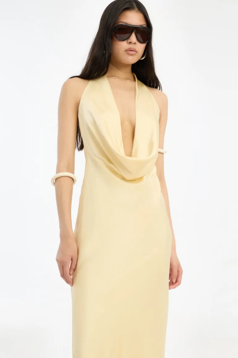 Chiffon Halter Dress Yellow