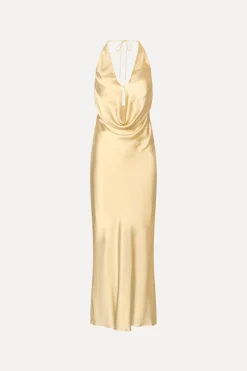 Chiffon Halter Dress Yellow