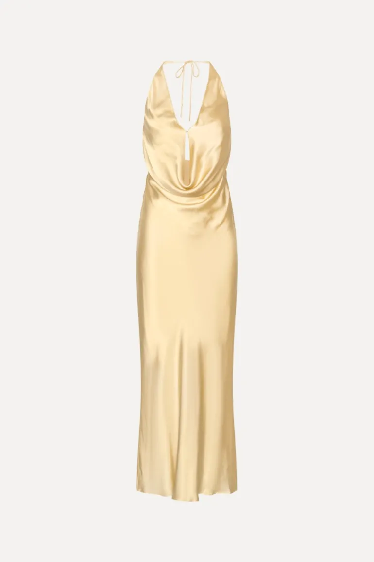 Chiffon Halter Dress Yellow
