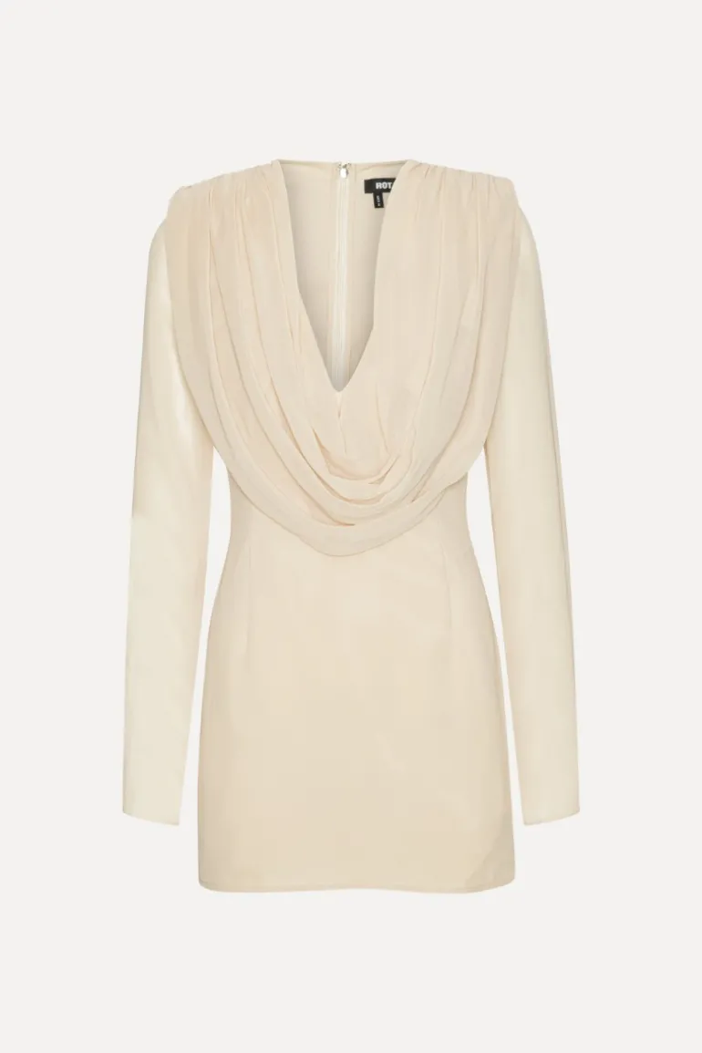 Chiffon Ls Mini Dress Creme