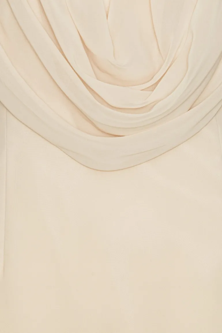 Chiffon Ls Mini Dress Creme