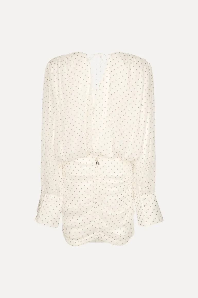 Chiffon Ls V-neck Dress Creme