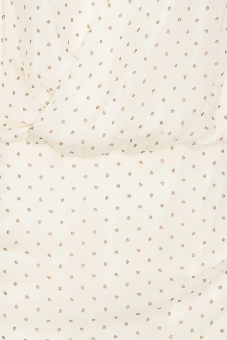 Chiffon Ls V-neck Dress Creme