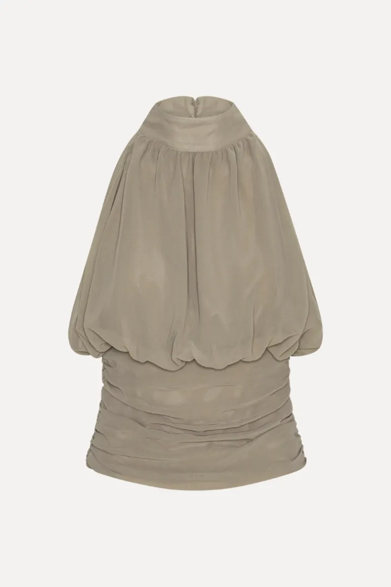 Chiffon Ruched Top Taupe