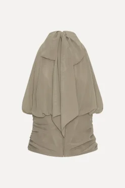 Chiffon Ruched Top Taupe