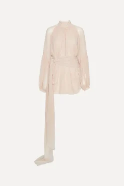 Chiffon Strap Tie Dress Creme