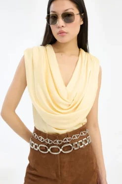 Chiffon Waterfall Top Yellow